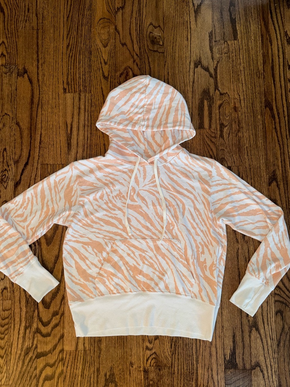 SUNDRY Anthropologie Zebra Striped Hoodie Womens Small Animal Print Pullover Top